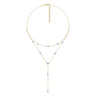 14K Yellow-White Gold Two Strand Diamond Station Y Necklace - 0.17 ct
