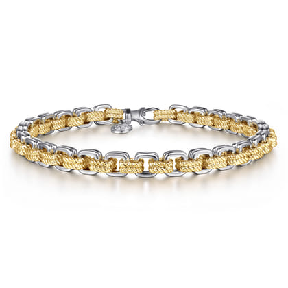 14K Yellow-White Gold Two Tone Chain Bracelet