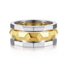 14K Yellow-White Gold Wide Faceted Ring in High Polished Finish