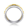 14K Yellow-White Gold Wide Faceted Ring in High Polished Finish