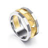 14K Yellow-White Gold Wide Faceted Ring in High Polished Finish