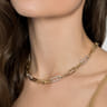 14K Yellow-White Paper Clip Chain Necklace with Diamond Stations - 2.13 ct
