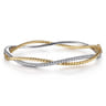 14K Yellow-White Twisted Rope and Diamond Bangle Bracelet - 0.65 ct