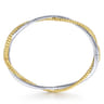 14K Yellow-White Twisted Rope and Diamond Bangle Bracelet - 0.65 ct