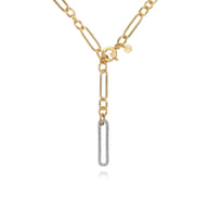 14K Yellow-White Y Chain Necklace with Diamond Drop