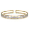 14K Yellow and White Gold Bujukan Bead Cuff Bracelet with Inner Diamond Channel - 0.35 ct