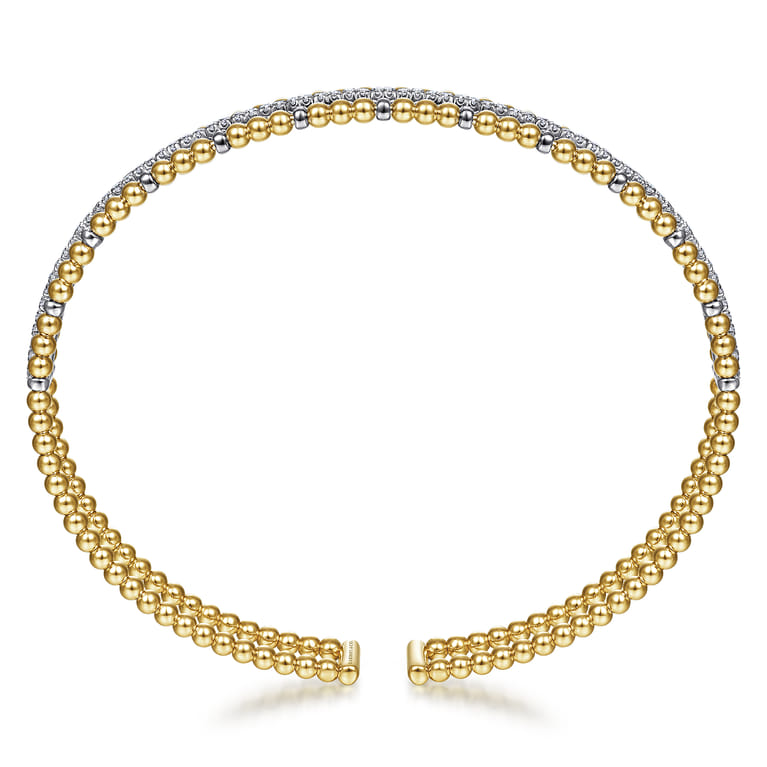 14K Yellow and White Gold Bujukan Diamond Cuff Bangle - 0.34 ct - Shot 3