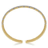 14K Yellow and White Gold Bujukan Diamond Cuff Bangle - 0.34 ct