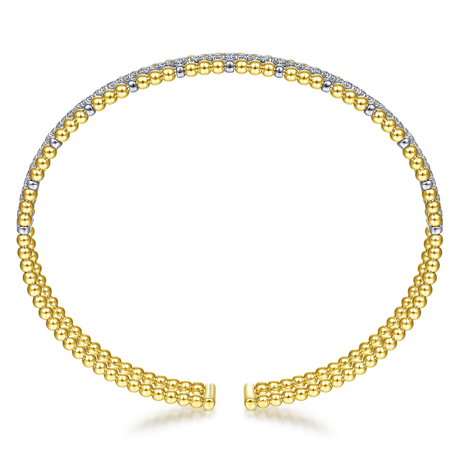 14K Yellow and White Gold Bujukan Diamond Cuff Bangle