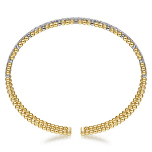 14K Yellow and White Gold Bujukan Diamond Cuff Bangle