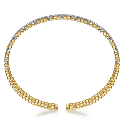 14K Yellow and White Gold Bujukan Diamond Cuff Bangle