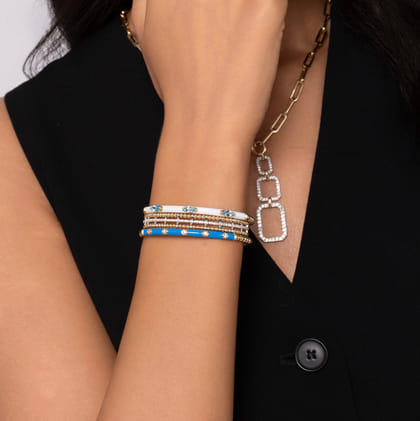 14K Yellow and White Gold Bujukan Diamond Cuff Bangle