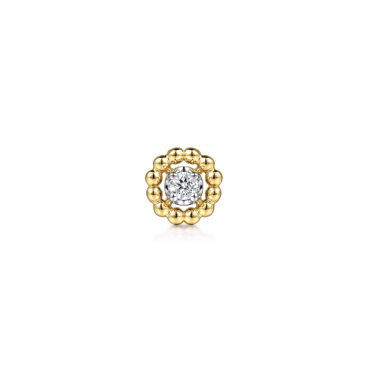 14K Yellow and White Gold Bujukan Diamond Single Flatback Stud Earring - 0.03 ct - Shot 1