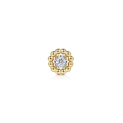 14K Yellow and White Gold Bujukan Diamond Single Flatback Stud Earring