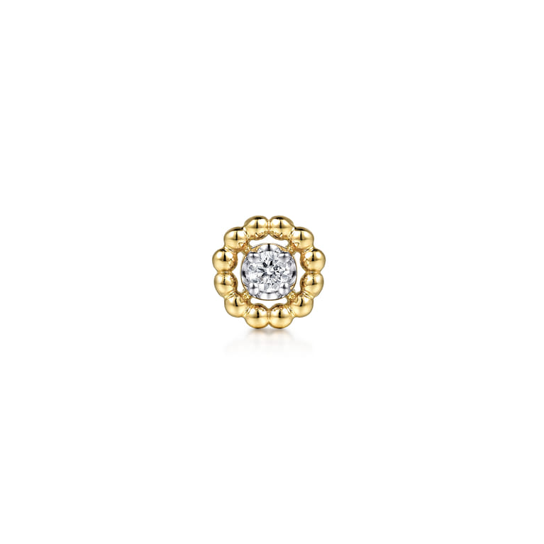 14K Yellow and White Gold Bujukan Diamond Single Flatback Stud Earring - 0.03 ct - Shot 1