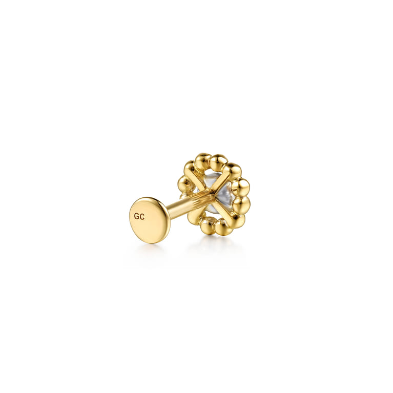 14K Yellow and White Gold Bujukan Diamond Single Flatback Stud Earring - 0.03 ct - Shot 2