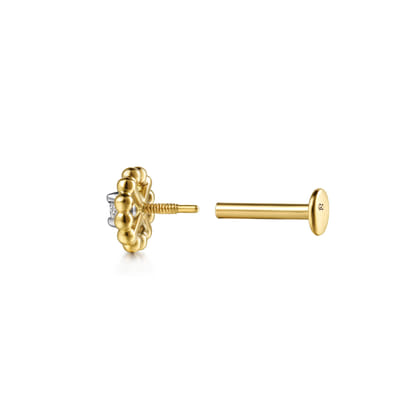 14K Yellow and White Gold Bujukan Diamond Single Flatback Stud Earring