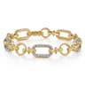 14K Yellow and White Gold Diamond Bracelet with Alternating Links - 0.5 ct