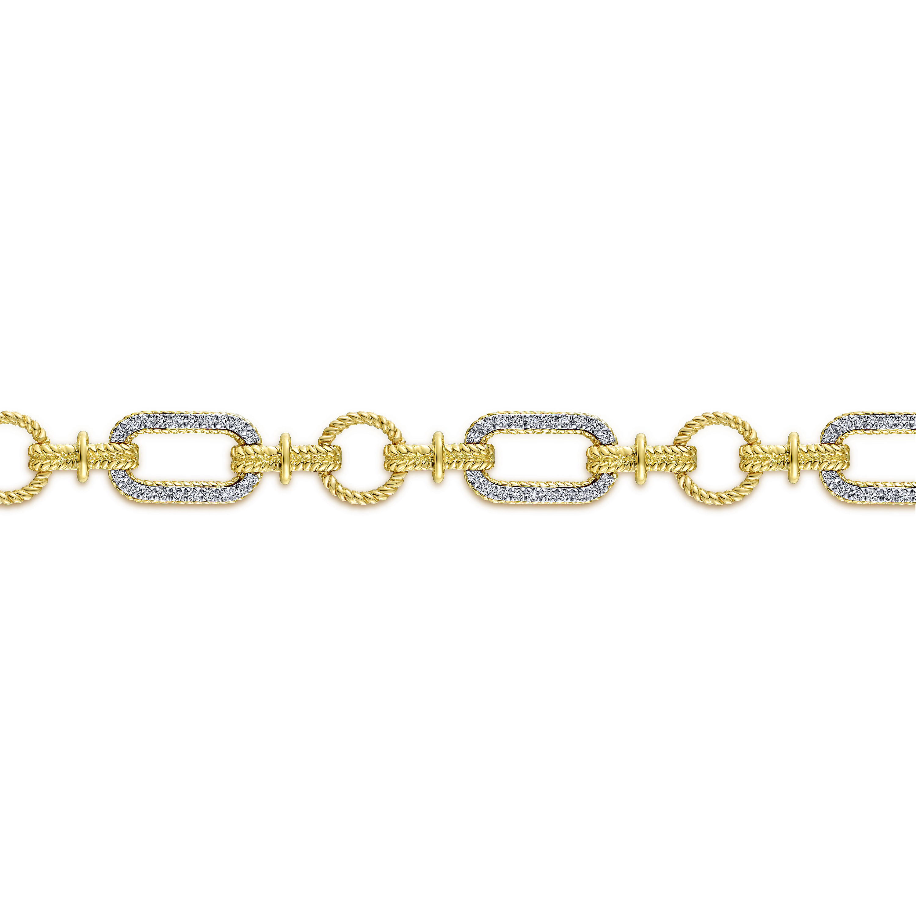 14K Yellow and White Gold Diamond Bracelet with Alternating Links - 0.5 ct - Shot 2