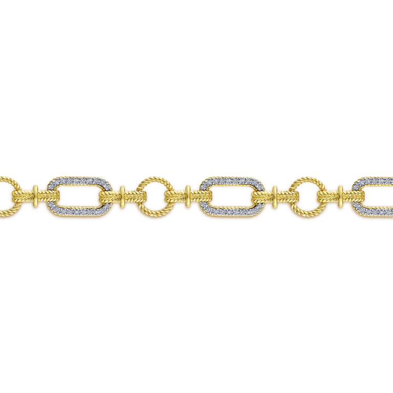 14K Yellow and White Gold Diamond Bracelet with Alternating Links - 0.5 ct - Shot 2