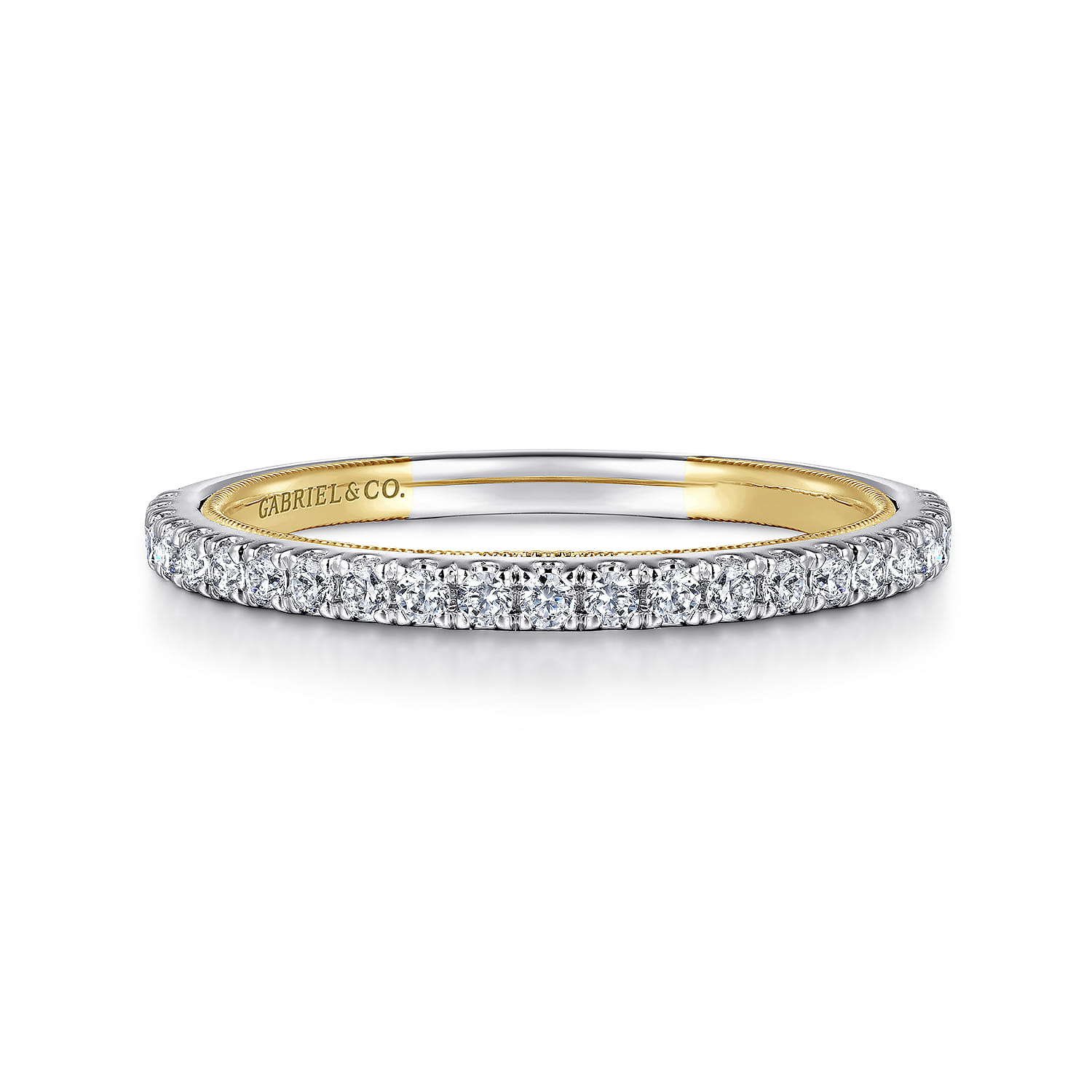 14K Yellow and White Gold Diamond Matching Wedding Band - 0.24 ct - Shot 1