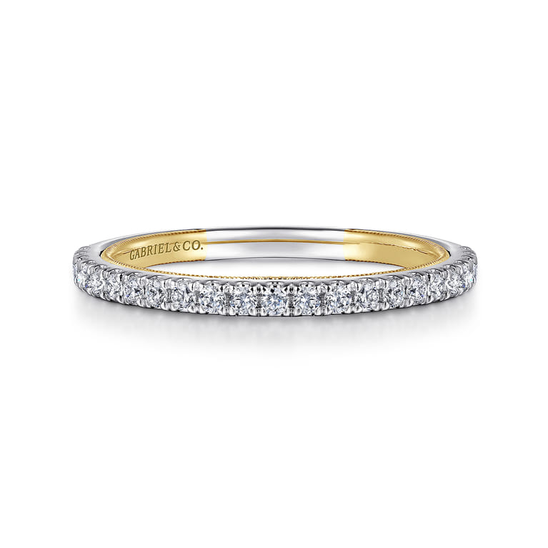 14K Yellow and White Gold Diamond Matching Wedding Band - 0.24 ct - Shot 1