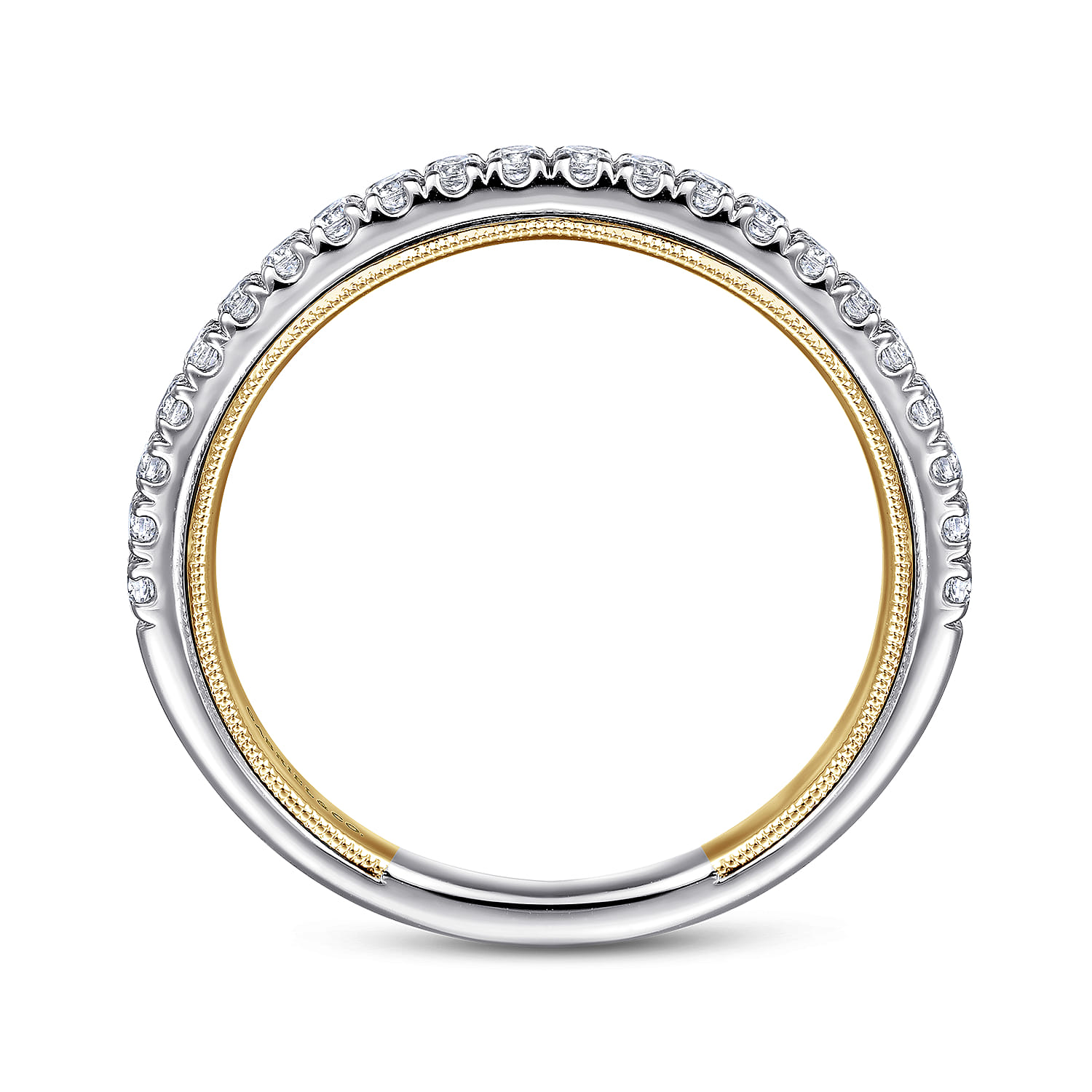14K Yellow and White Gold Diamond Matching Wedding Band - 0.24 ct - Shot 2