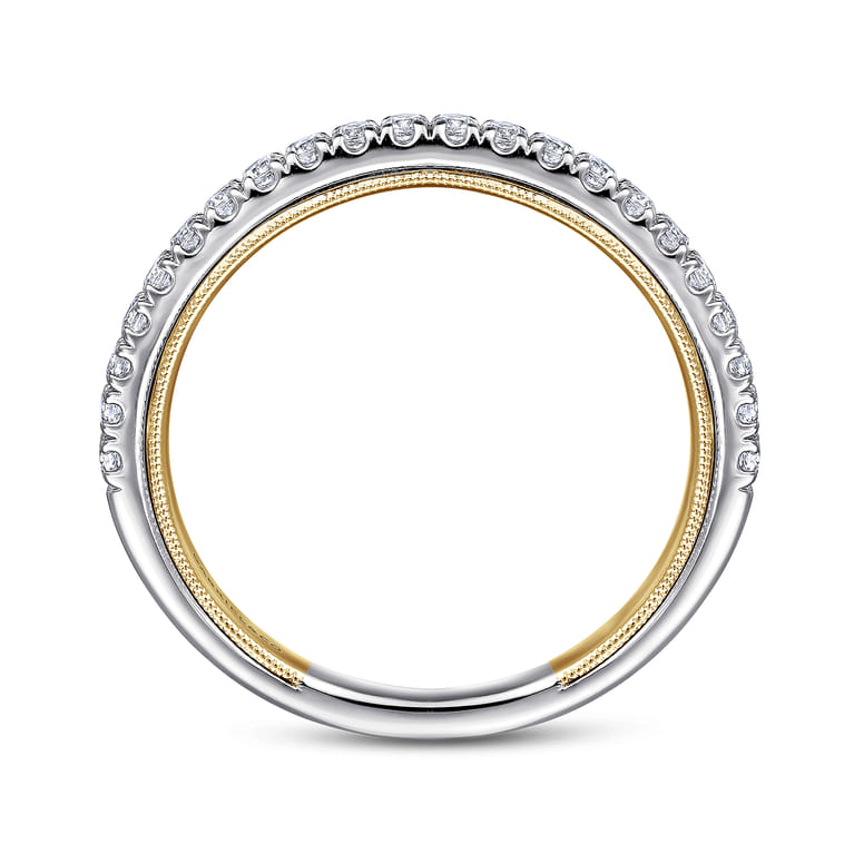 14K Yellow and White Gold Diamond Matching Wedding Band - 0.24 ct - Shot 2
