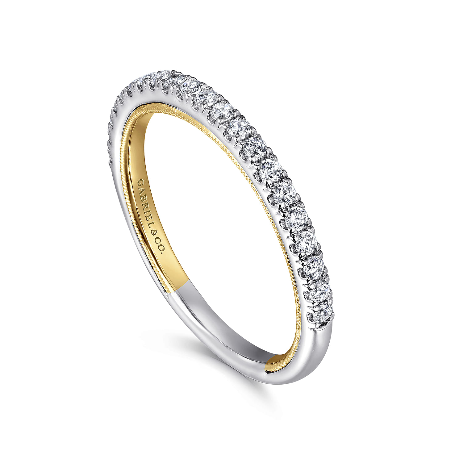 14K Yellow and White Gold Diamond Matching Wedding Band - 0.24 ct - Shot 3