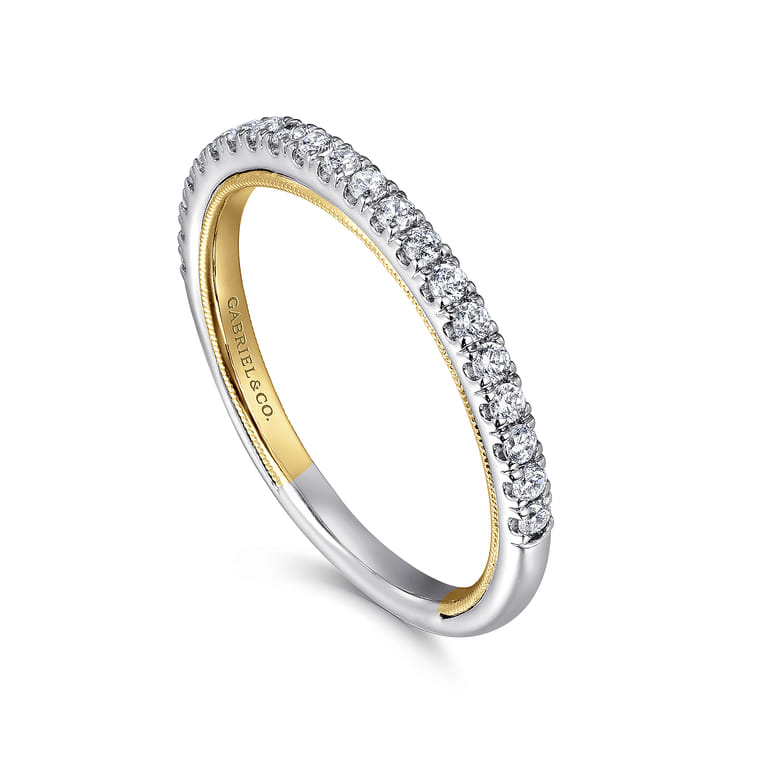 14K Yellow and White Gold Diamond Matching Wedding Band - 0.24 ct - Shot 3