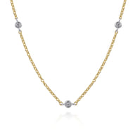 14K Yellow and White Gold Diamond Station Necklace