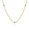 14K Yellow and White Gold Diamond Station Necklace - 0.08 ct