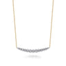 14K Yellow and White Gold Graduating Diamond Bar Necklace - 0.75 ct