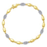 14K Yellow and White Gold Hexagon and Pave Diamond Tennis Bracelet - 0.4 ct