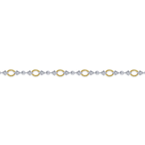 14K Yellow and White Gold Link and Bow Diamond Tennis Bracelet - 0.6 ct - Shot 2