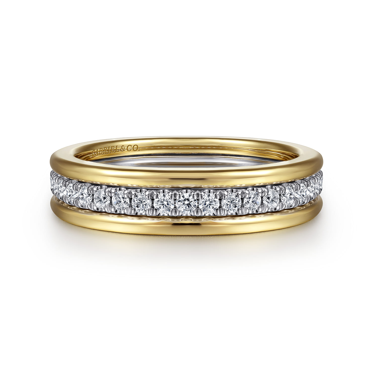 14K Yellow and White Gold Matching Wedding Band - 0.3 ct - Shot 1