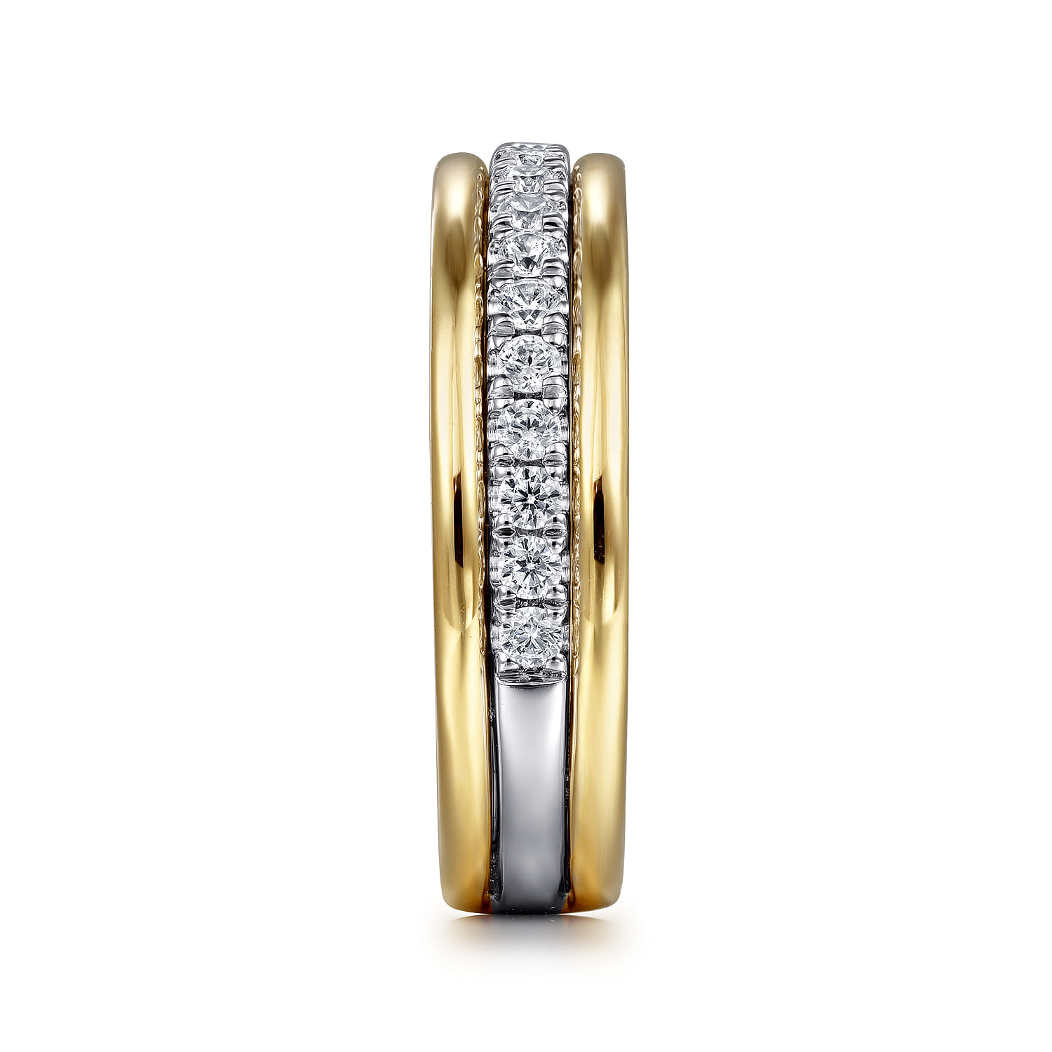 14K Yellow and White Gold Matching Wedding Band - 0.3 ct - Shot 5