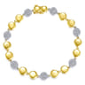 14K Yellow and White Gold Round Discs and Pave Diamond Tennis Bracelet - 0.65 ct
