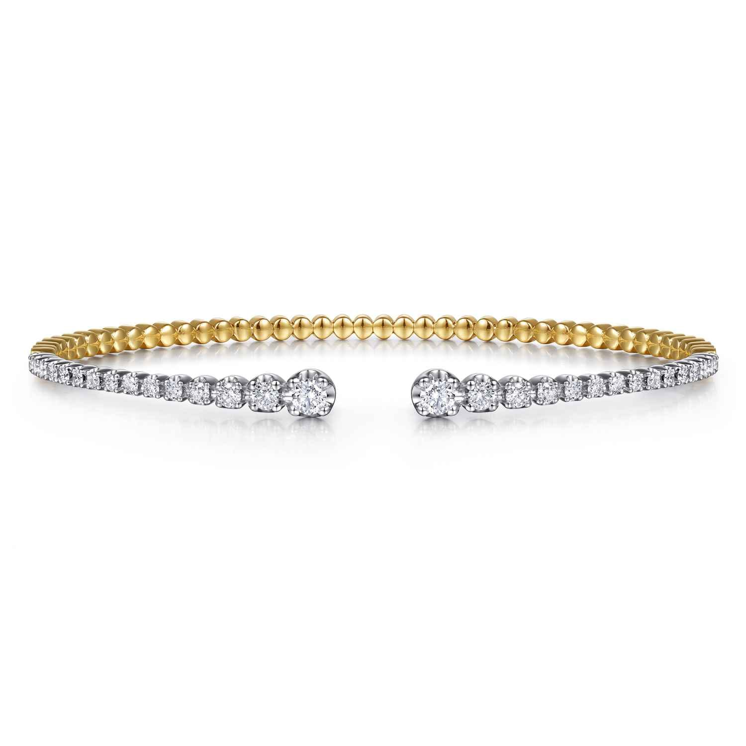 14K Yellow and White Gold Split Cuff Bracelet with Graduating Diamonds - 0.51 ct - Shot 1