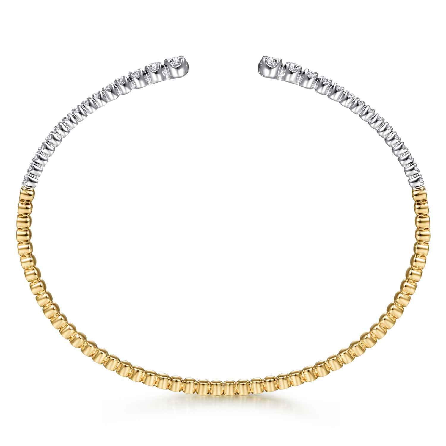 14K Yellow and White Gold Split Cuff Bracelet with Graduating Diamonds - 0.51 ct - Shot 3