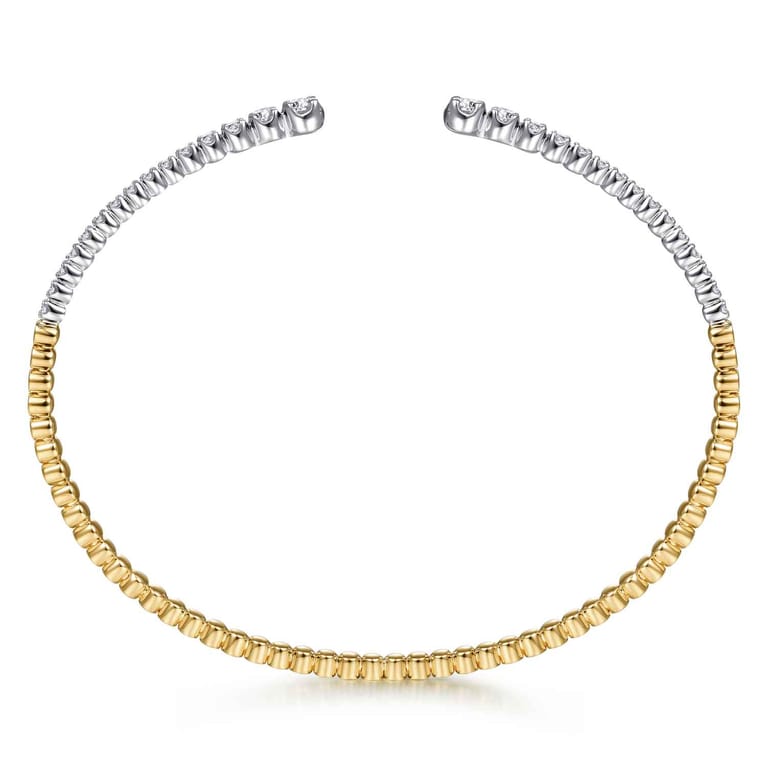 14K Yellow and White Gold Split Cuff Bracelet with Graduating Diamonds - 0.51 ct - Shot 3