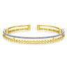 14K Yellow and White Gold Split Cuff with Pyramids and Diamonds - 0.4 ct