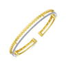 14K Yellow and White Gold Split Cuff with Pyramids and Diamonds - 0.4 ct
