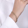 14K Yellow and White Gold Square Link Tennis Bracelet with Diamond Link Connectors - 0.65 ct