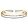 14K Yellow and White Gold Twisted Rope and Diamond Cuff Bracelet - 0.35 ct