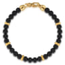 14K Yellow gold and 6mm Black Titanium Bead Men's Bracelet