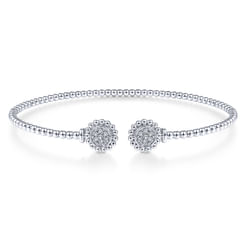 14K white gold bangle with diamonds