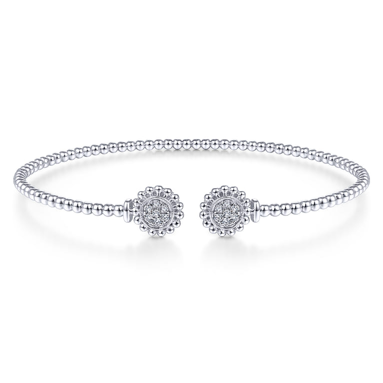 14K white gold bangle with diamonds - 0.18 ct - Shot 1
