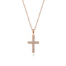 14k Rose Gold Classic Diamond Cross Necklace - 0.06 ct