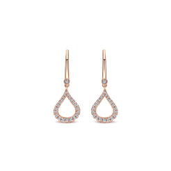 14k Rose Gold Open Teardrop Diamond Drop Earrings